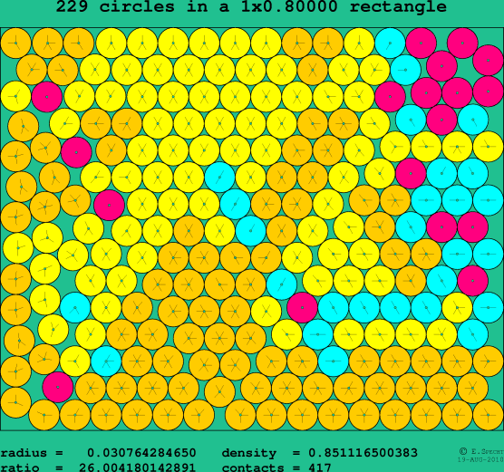 229 circles in a rectangle
