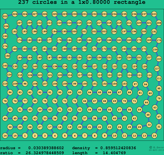 237 circles in a rectangle