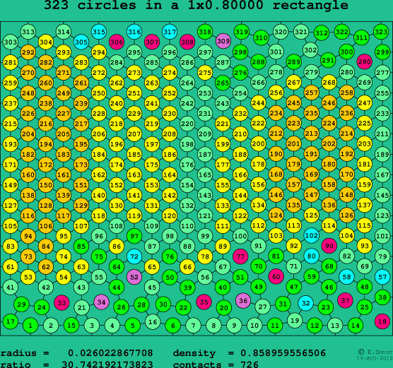 323 circles in a rectangle
