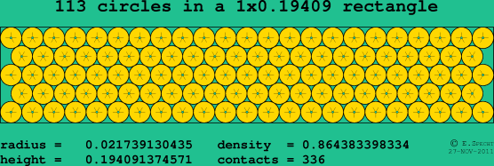 113 circles in a rectangle