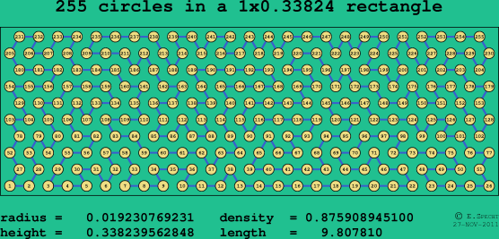 255 circles in a rectangle