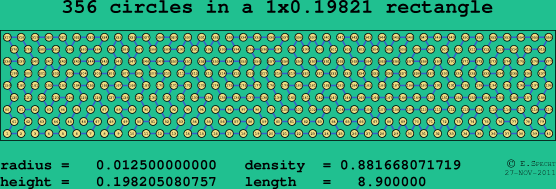 356 circles in a rectangle