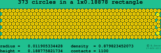 373 circles in a rectangle