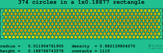 374 circles in a rectangle