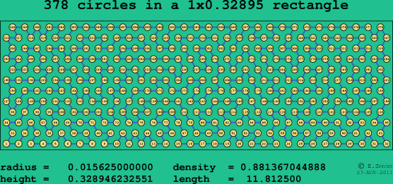 378 circles in a rectangle