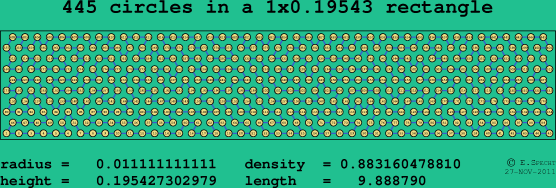 445 circles in a rectangle