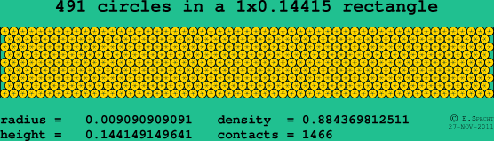 491 circles in a rectangle