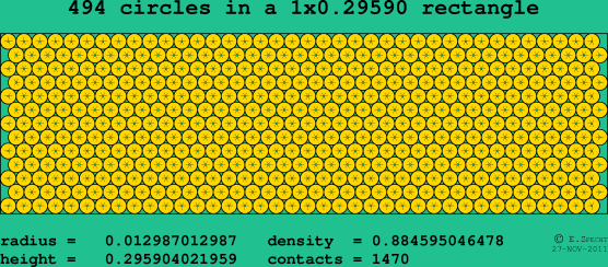 494 circles in a rectangle