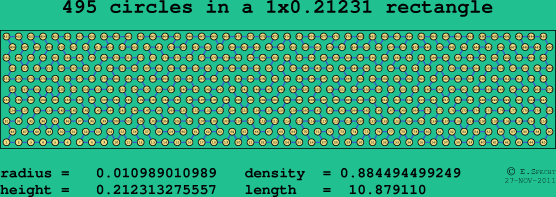 495 circles in a rectangle
