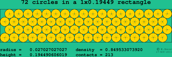 72 circles in a rectangle