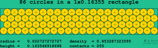 86 circles in a rectangle