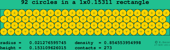 92 circles in a rectangle