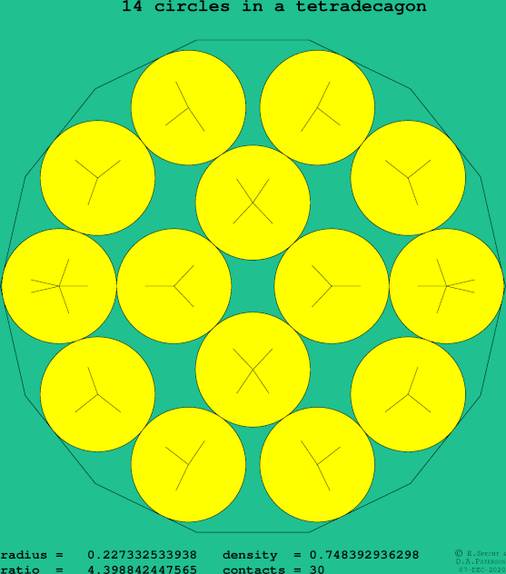 14 circles in a regular tetradecagon