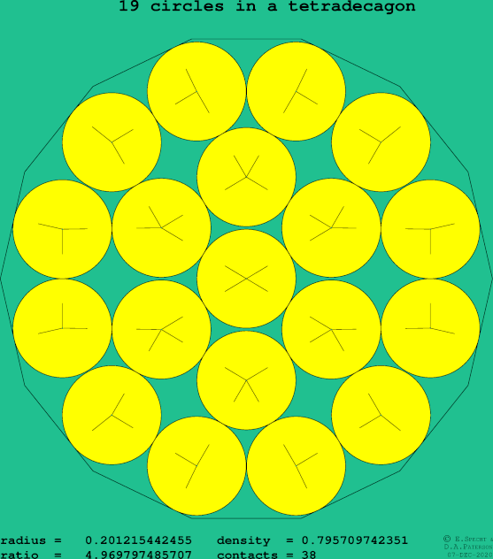 19 circles in a regular tetradecagon