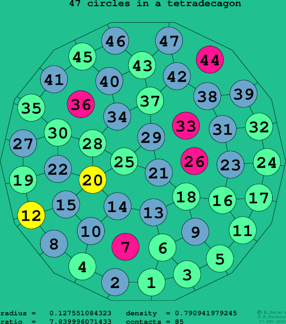 47 circles in a regular tetradecagon