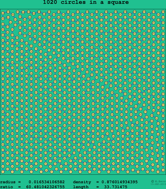 1020 circles in a square