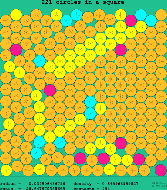 221 circles in a square