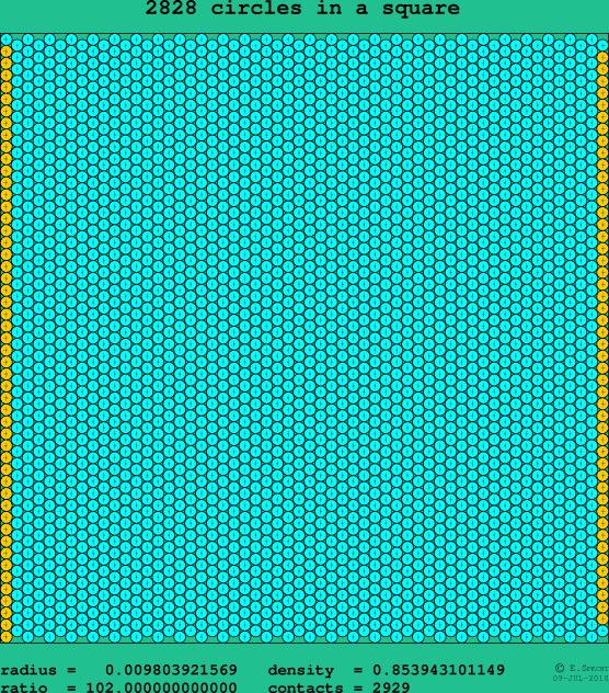 2828 circles in a square