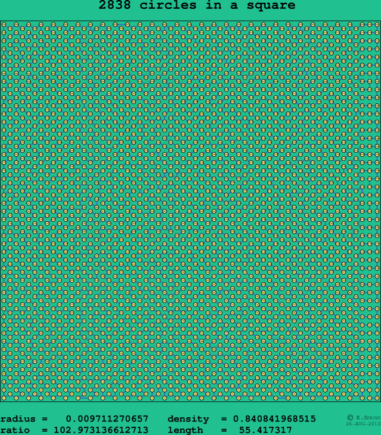 2838 circles in a square