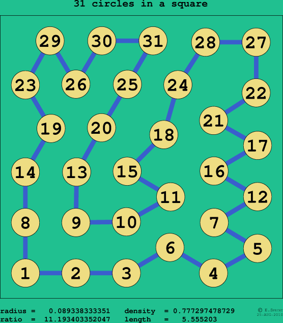 31 circles in a square