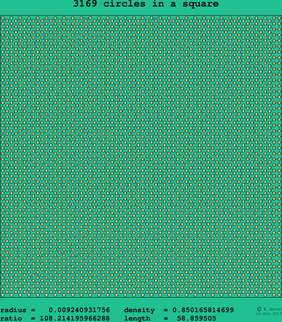 3169 circles in a square