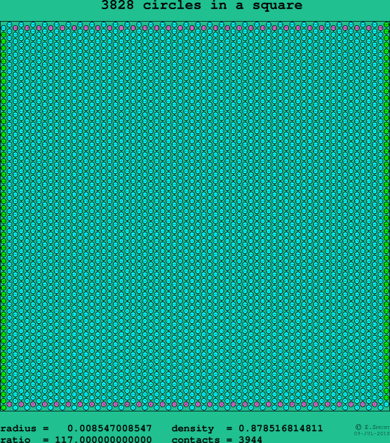 3828 circles in a square