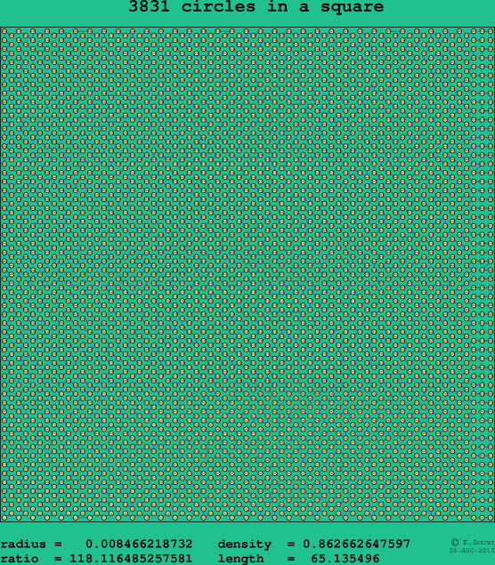 3831 circles in a square