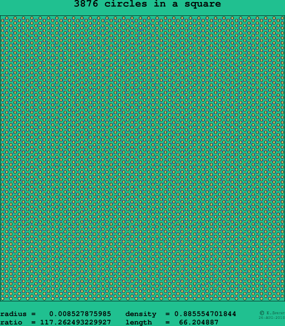3876 circles in a square