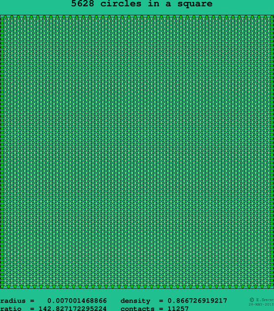 5628 circles in a square