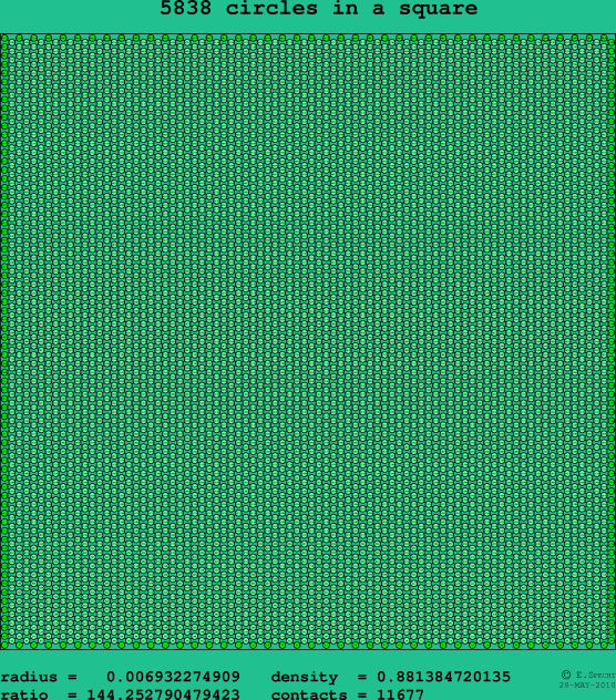 5838 circles in a square