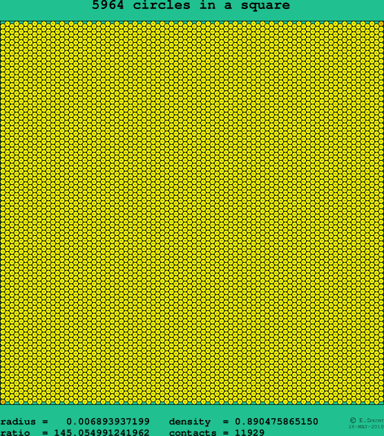 5964 circles in a square