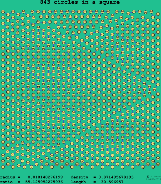 843 circles in a square