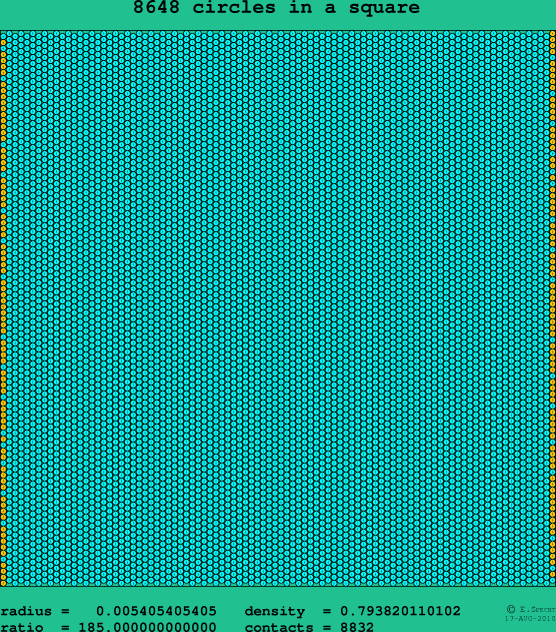8648 circles in a square