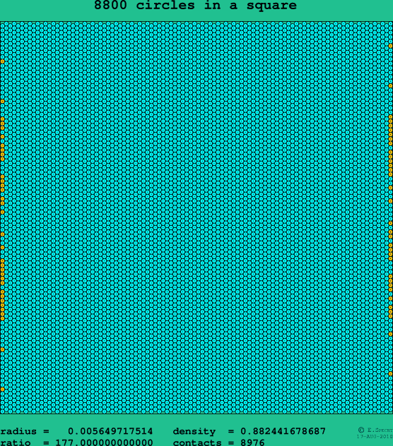 8800 circles in a square