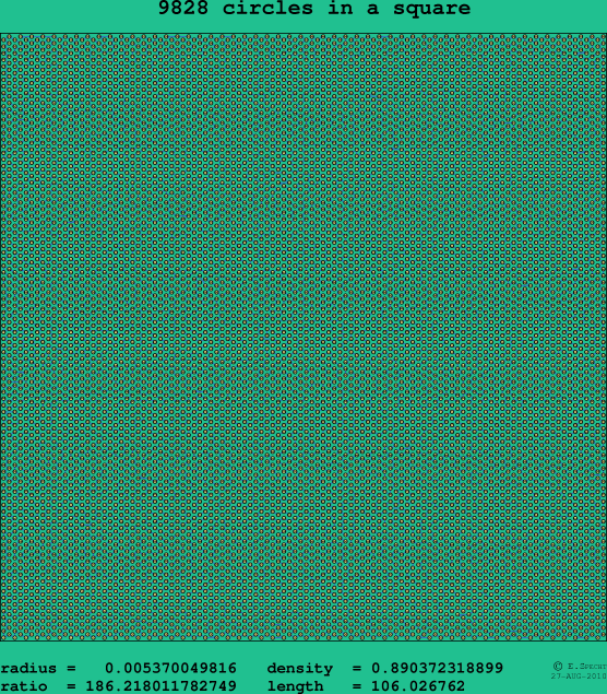 9828 circles in a square