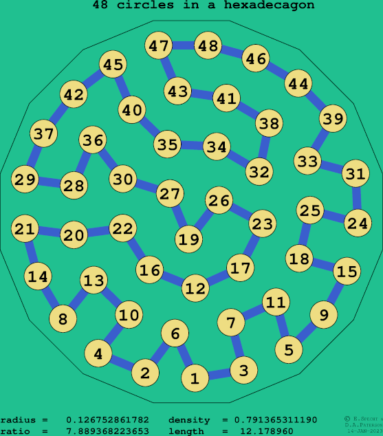 48 circles in a regular hexadecagon