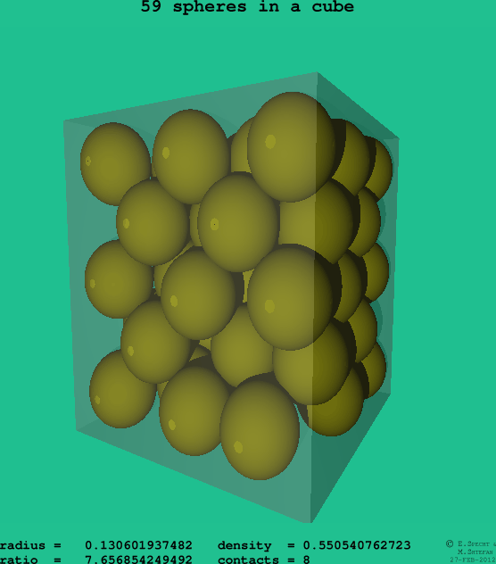 59 spheres in a cube
