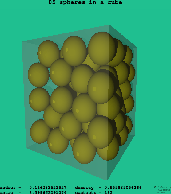 85 spheres in a cube